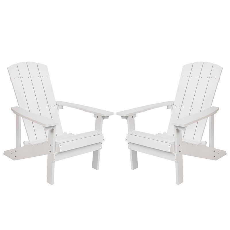 Flash Furniture Charlestown All-Weather Adirondack Chair 2-Piece Set, White