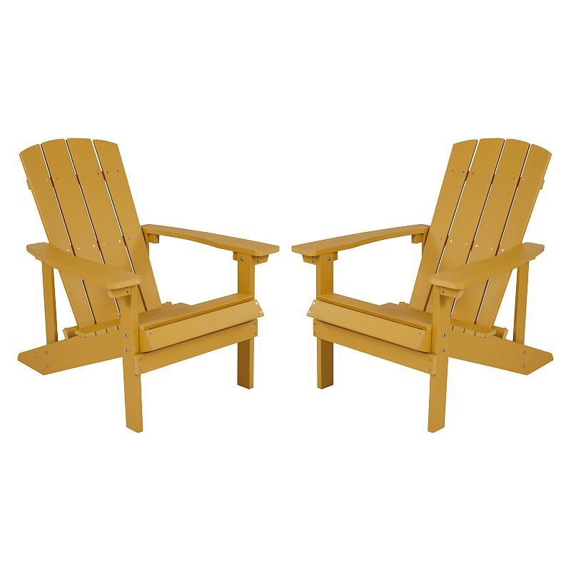 Flash Furniture Charlestown All-Weather Adirondack Chair 2-Piece Set, Yello