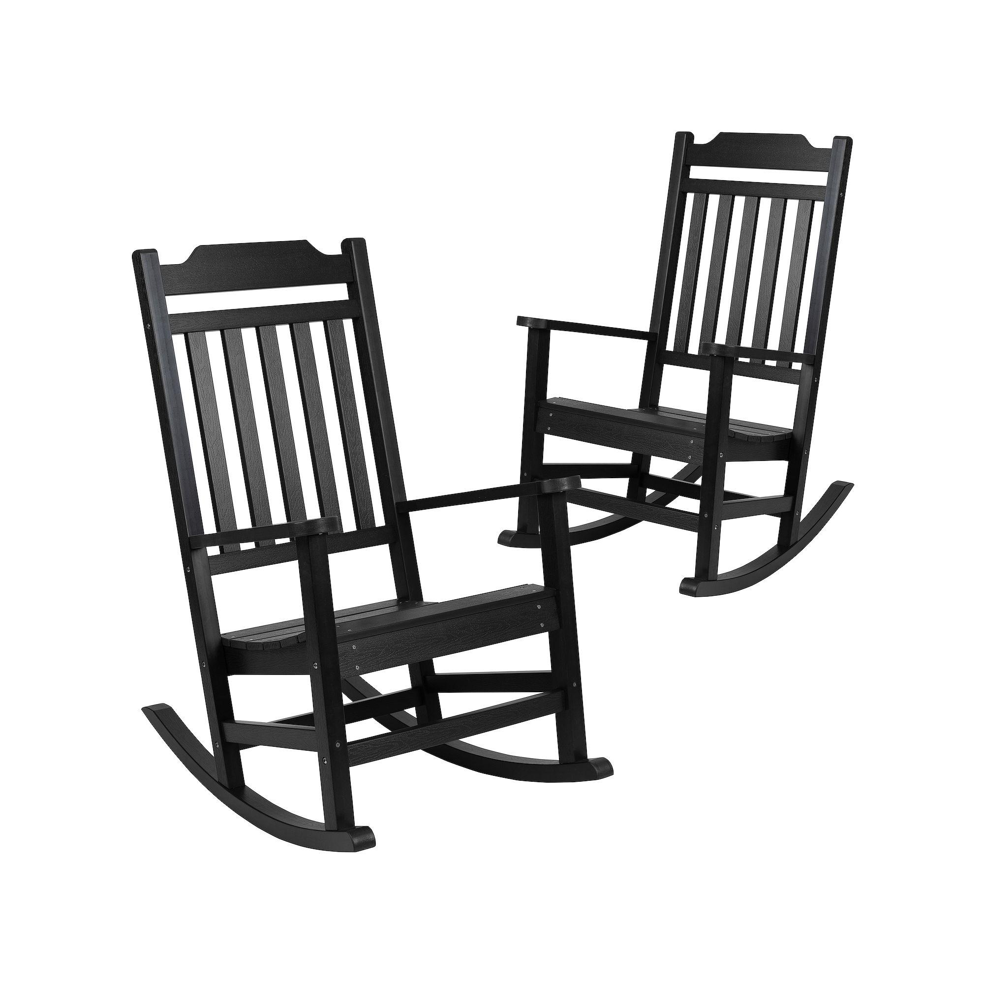 Flash Furniture Winston All-Weather Rocking Chair 2-Piece Set, Black