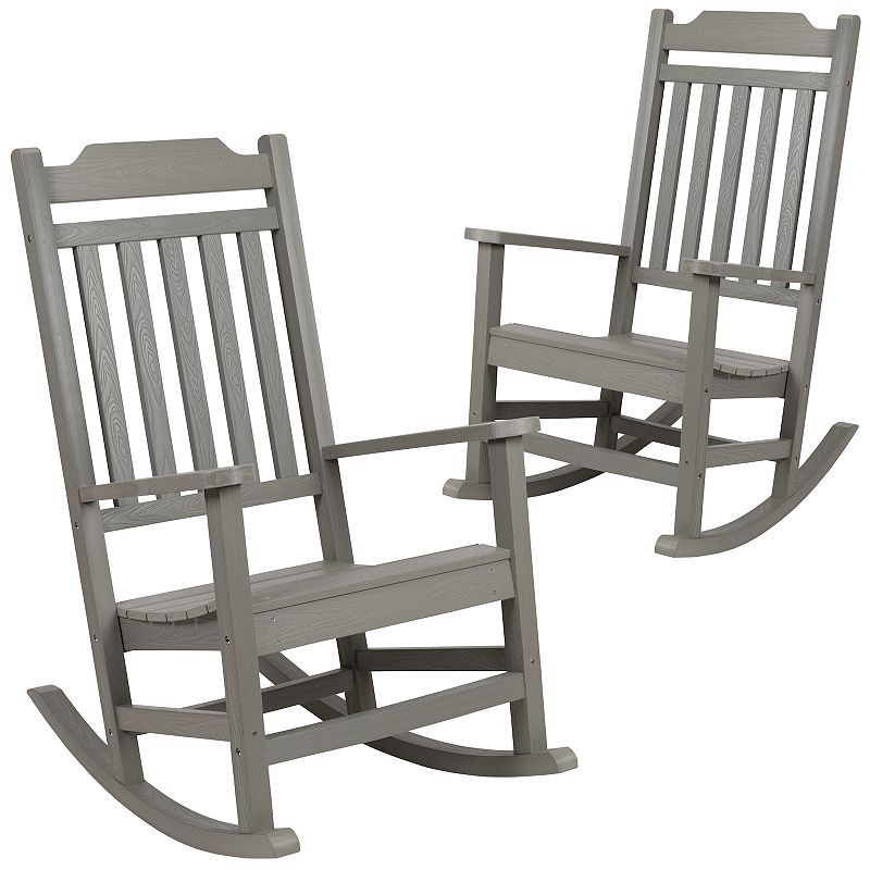 Flash Furniture Winston All-Weather Rocking Chair 2-Piece Set, Grey