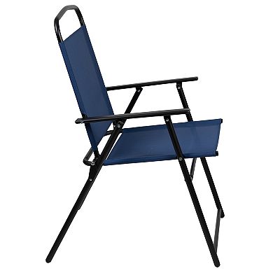Flash Furniture Nantucket Navy Patio Garden Table & Folding Chairs 5-Piece Set