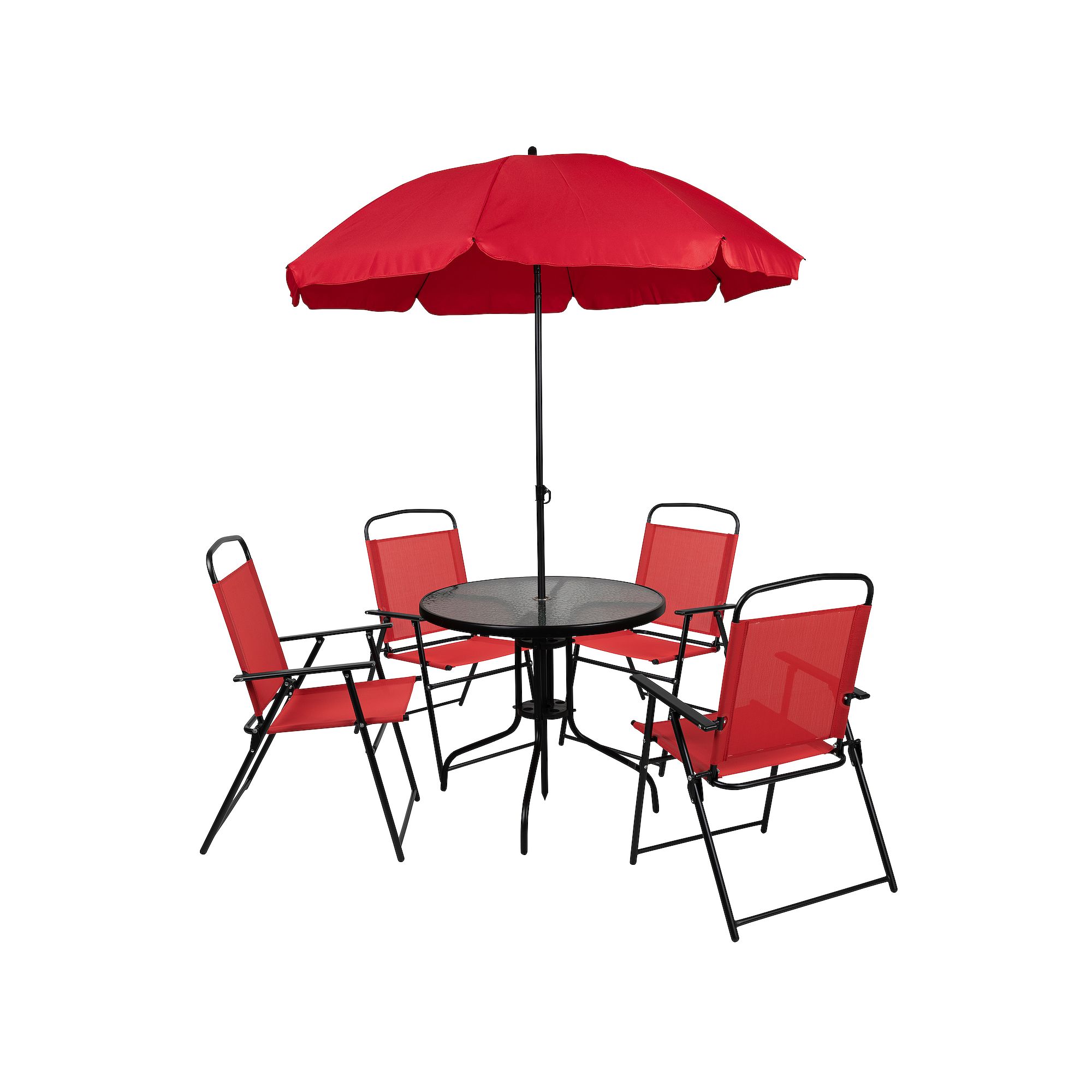 Flash Furniture Nantucket Navy Patio Garden Table & Folding Chairs 5-Piece 