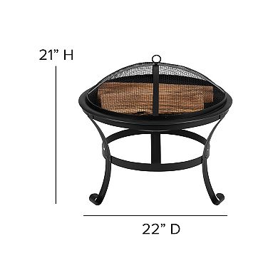 Flash Furniture 22-in. Wood Burning Firepit with Mesh Spark Screen & Poker