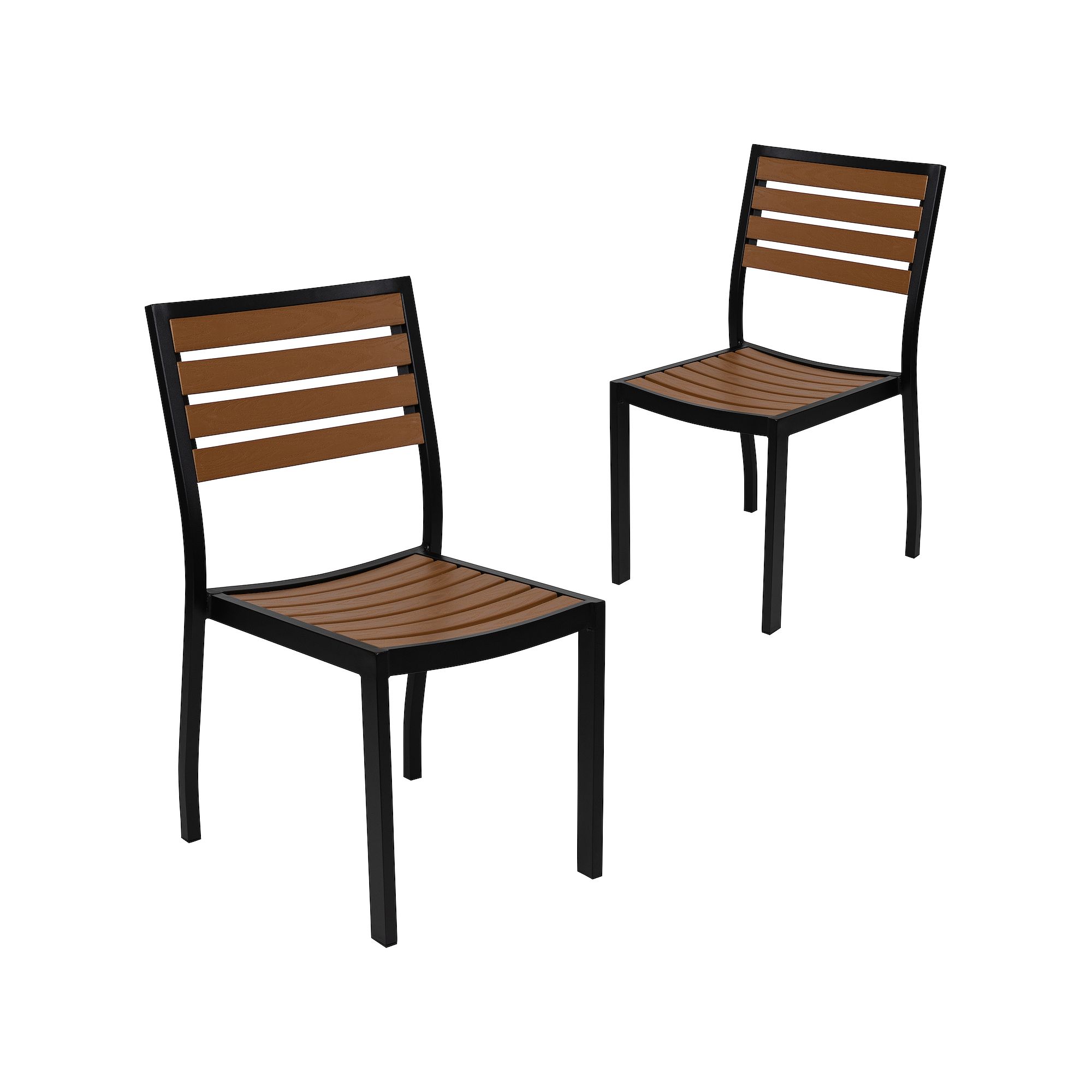 Flash Furniture Outdoor Stackable Side Chair 2-Piece Set, Brown