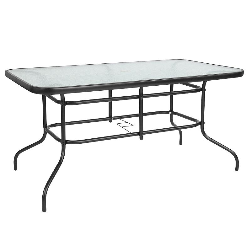 Alamont Home - Tory Contemporary Patio Table - Clear Top/Black Frame