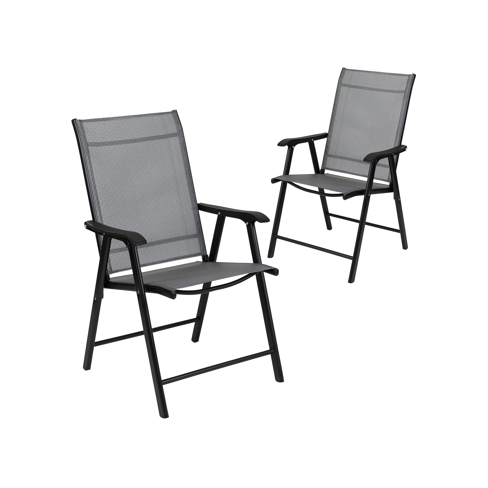 Flash Furniture Black Outdoor Folding Patio Sling Chair 2-Piece Set