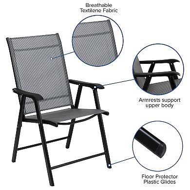 Flash Furniture Black Outdoor Folding Patio Sling Chair 2-Piece Set