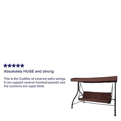Flash Furniture 3-Seat Converting Patio Swing Canopy Hammock with Cushions