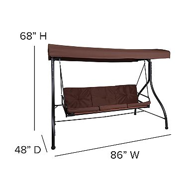 Flash Furniture 3-Seat Converting Patio Swing Canopy Hammock with Cushions