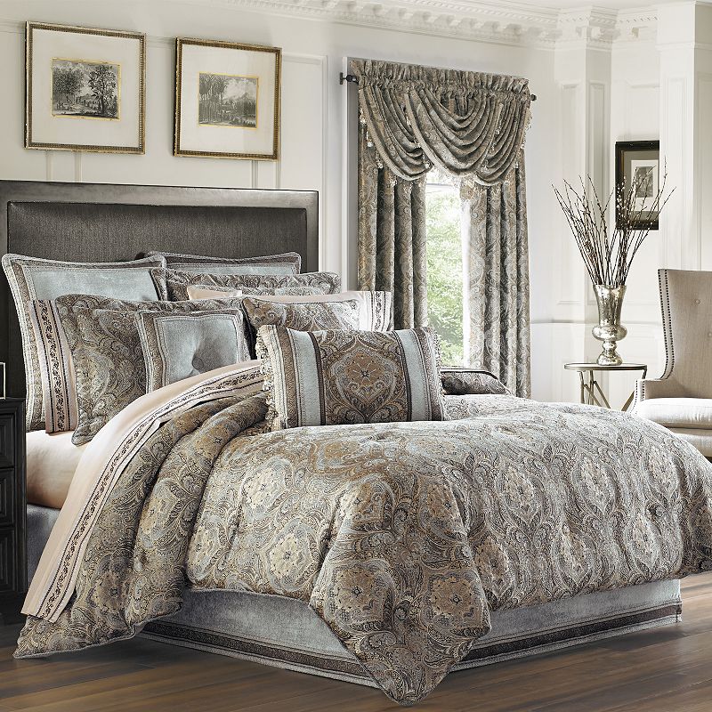 Five Queens Court Paulina Stone Comforter Set with Shams, Blue
