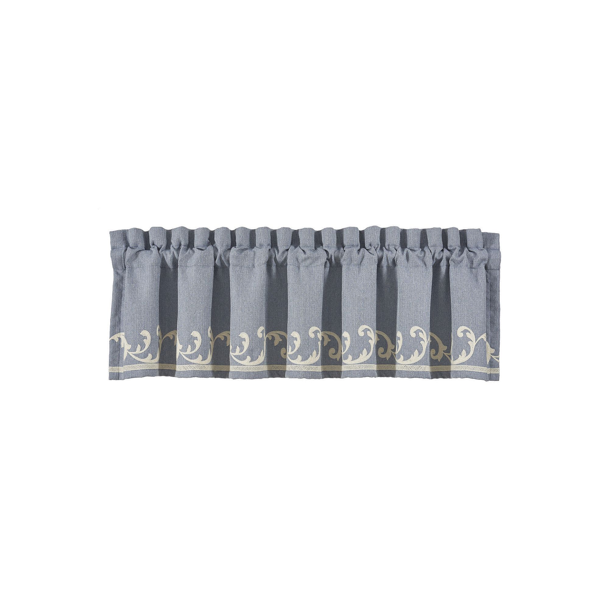 Five Queens Court Augusta Window Straight Valance, Blue