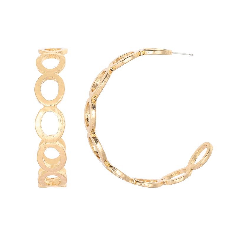 Bella Uno Gold Tone Braided Open Hoop Earrings, Womens, Multicolor