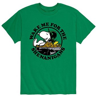 Men's Peanuts Snoopy St. Patrick's Day "Wake Me For The Shenanigans" Tee
