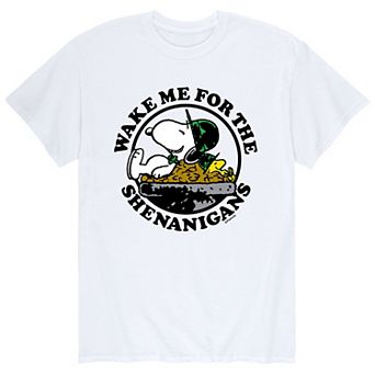Men's Peanuts Snoopy St. Patrick's Day "Wake Me For The Shenanigans" Tee
