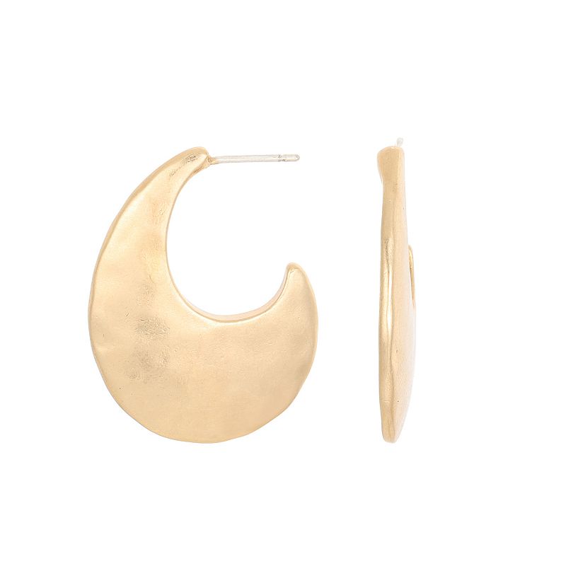 Bella Uno Gold Tone Crescent Hoop Earrings, Womens, Multicolor