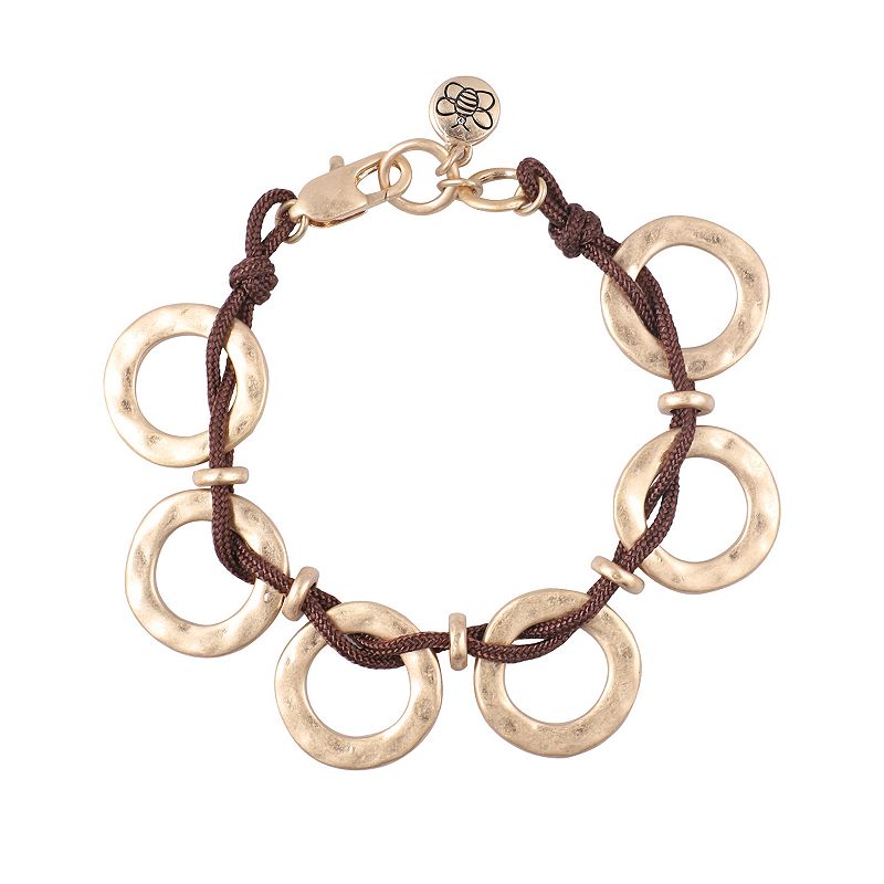 Bella Uno Gold Tone Open Circle Cord Bracelet, Womens, Multicolor