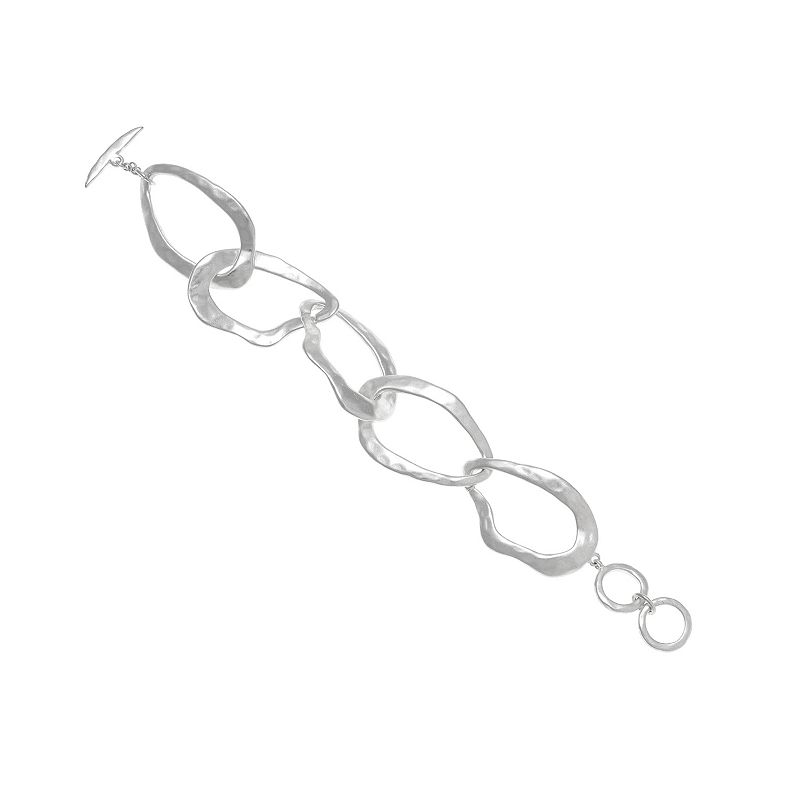 72007549 Bella Uno Silver Tone Circle Link Toggle Bracelet, sku 72007549