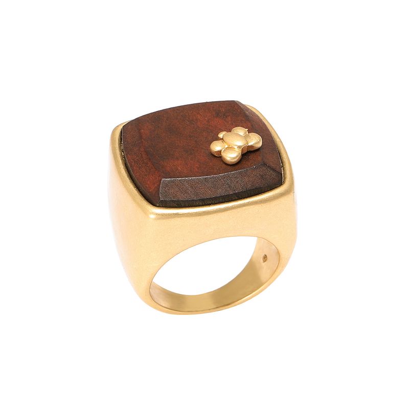 Bella Uno Gold Tone Wooden Statement Ring, Womens, Multicolor