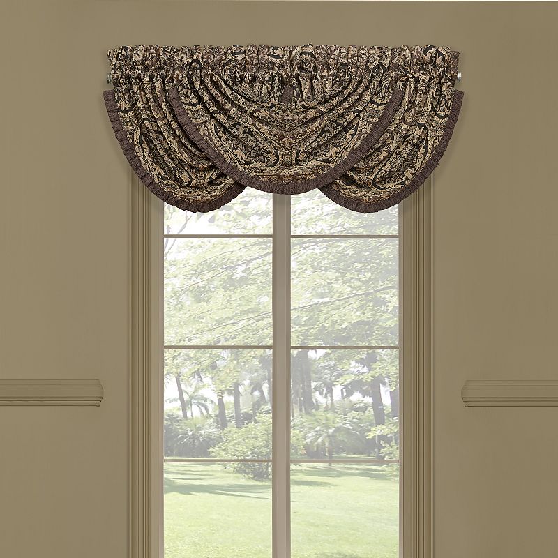 Five Queens Court Jeremy Window Waterfall Valance, Brown