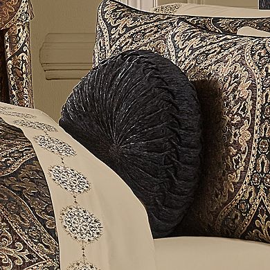 Five Queens Court Jeremy Black Tufted Round Decorative Throw Pillow