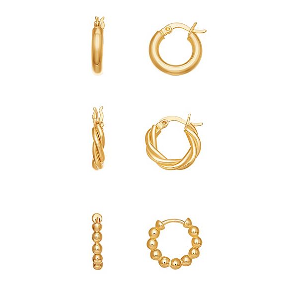 Aurielle Polished Hoop Earrings, Twisted Hoop Earrings & Beaded Huggie