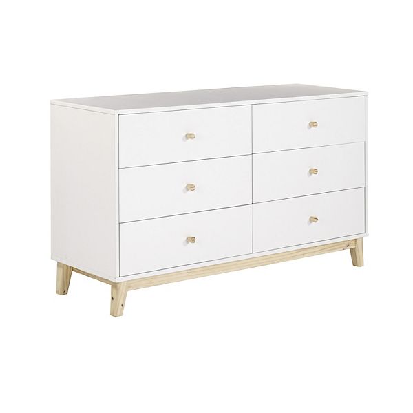 Alaterre Furniture MOD White 6Drawer Double Dresser White Natural