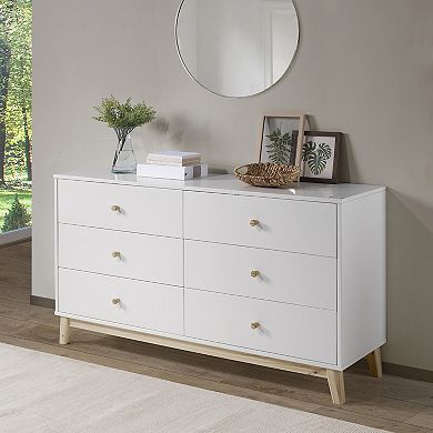 Alaterre Furniture MOD White 6-Drawer Double Dresser