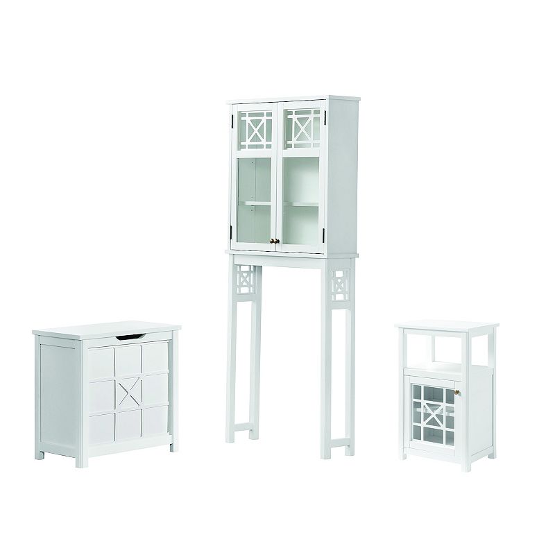 Alaterre Furniture Derby 4-Piece White Bath Set with Toilet Shelf