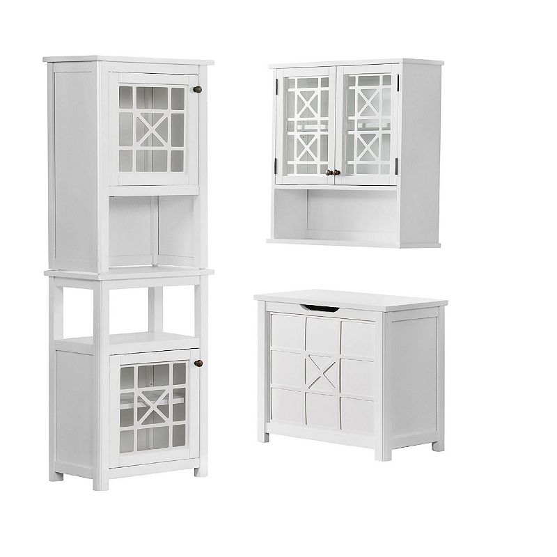 Alaterre Furniture Derby 4-Piece White Bath Set with Cabinet