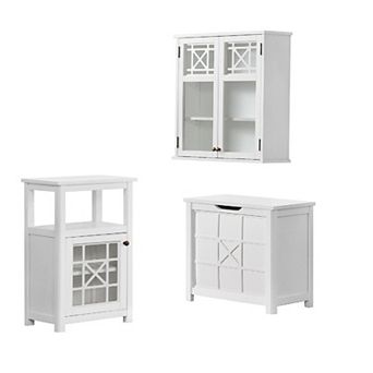Alaterre Furniture Derby 3 pc White Bath Set with Wall Cabinet