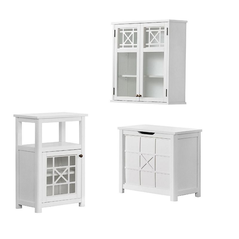 Alaterre Furniture Derby 3-Piece White Bath Set with Wall Cabinet