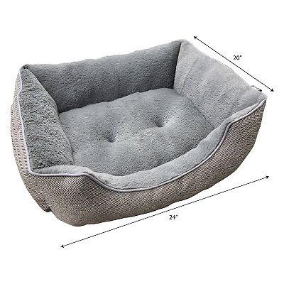 Woof Herringbone Cuddler Pet Bed