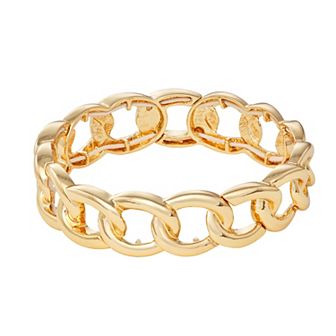 Nine West Gold Tone Curb Chain Stretch Bracelet