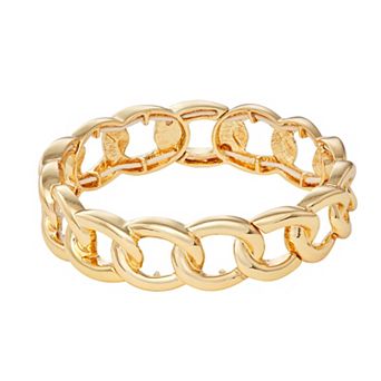 Nine West Gold Tone Curb Chain Stretch Bracelet