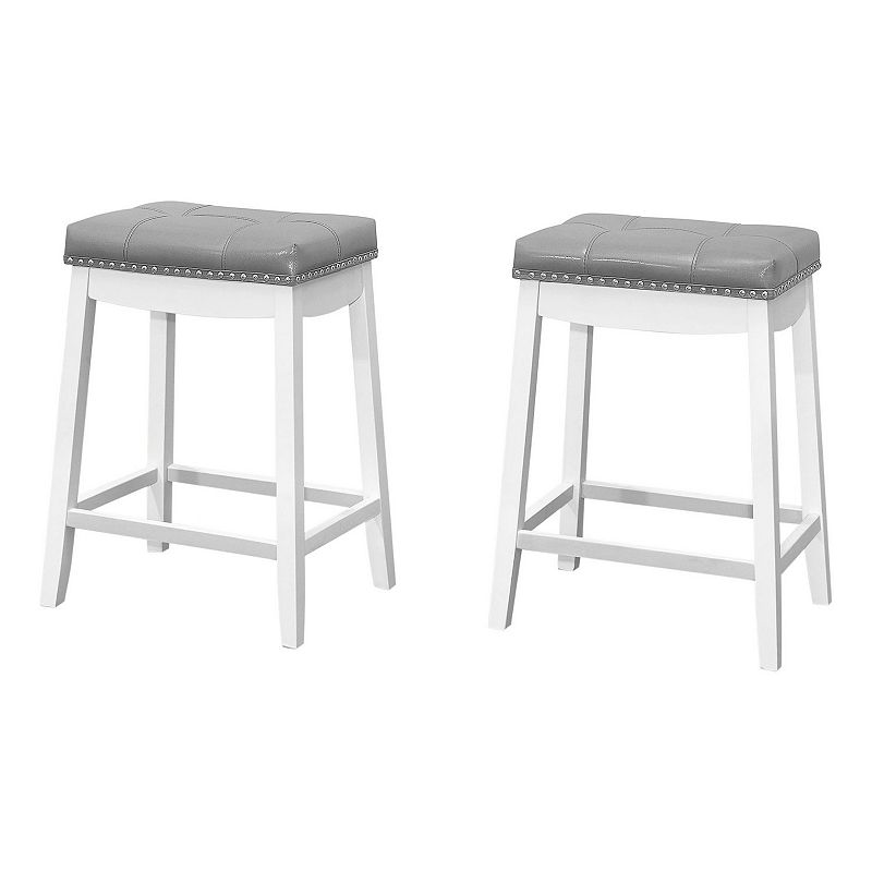 80827623 Monarch 2-pc. Tufted Barstool Set, White sku 80827623