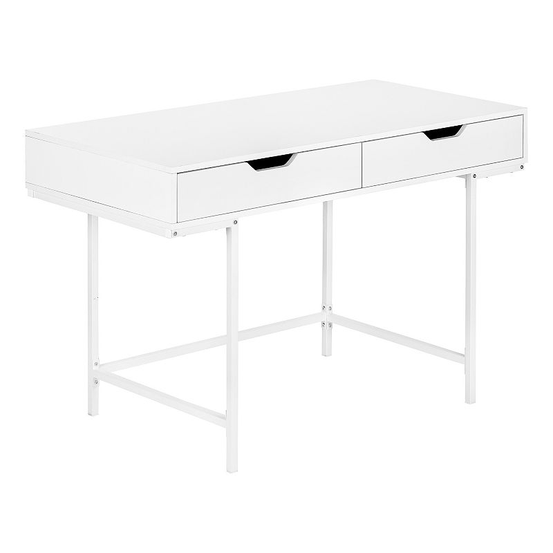 Computer Desk  Home Office  Laptop  Storage Drawers  48 L  Work  Metal  Laminate  White  Contemporary  Modern