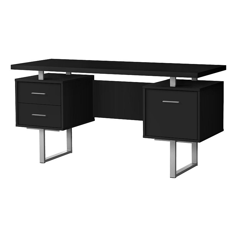 Monarch Computer Desk with Three Storage Drawers, Black