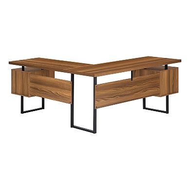 Monarch L-Shaped Floating Corner Computer Desk