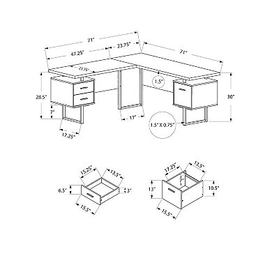 Monarch L-Shaped Floating Corner Computer Desk