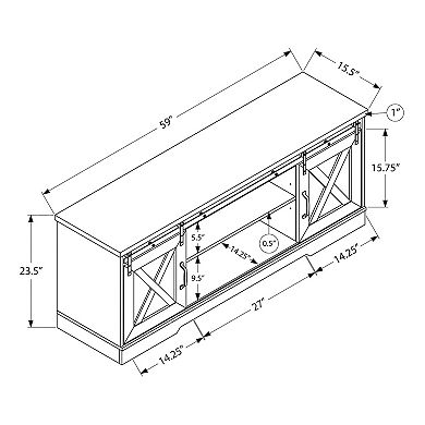Monarch TV Stand with Barn Style Sliding Doors