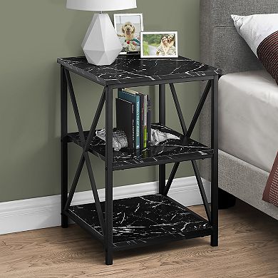 Monarch 3-Tiered Faux Marble Side Table