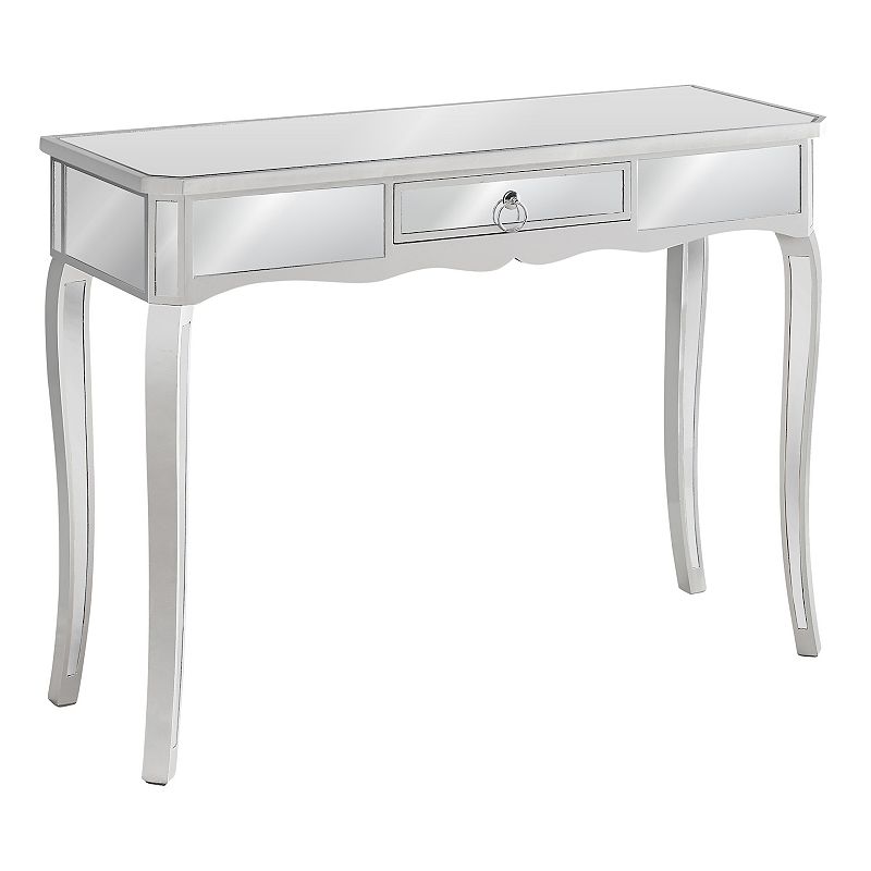 Monarch Mirrored Console Table with Storage Drawer, Grey