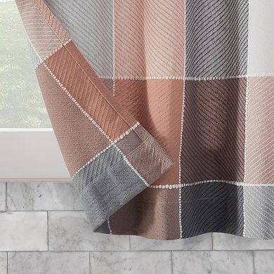 Archaeo Colorblock Plaid 100% Cotton Semi-Sheer Rod Pocket Kitchen Curtain Tier Pair 