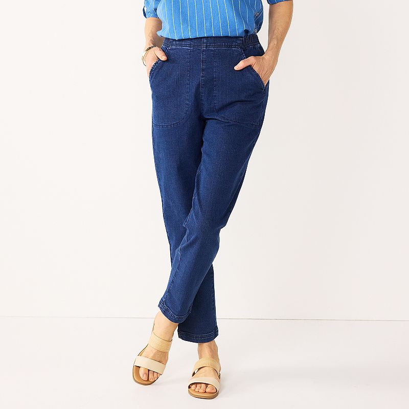 Womens Croft & Barrow Classic Pull-On Jeans, Size: Medium, Blue