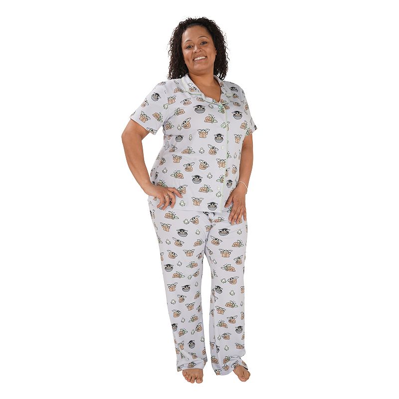 Plus Size Nite Nite by Munki Munki Grogu Short Sleeve Pajama Shirt & Pajama