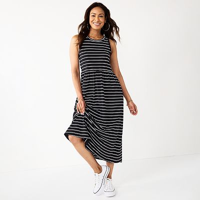 croft and barrow maxi dress NEW Croft barrow maxi dress Women 3X ruffle hem 3/4 Sleeve navy pink  geometric