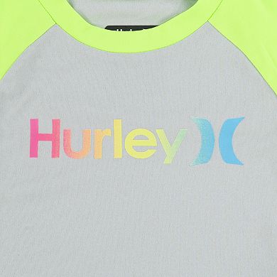 Baby Boys Hurley Long Sleeve Graphic Rash Guard & Striped Shorts Swim Set