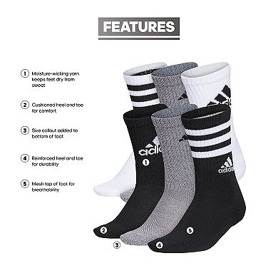 Boys adidas 6-Pack Cushioned Crew Socks