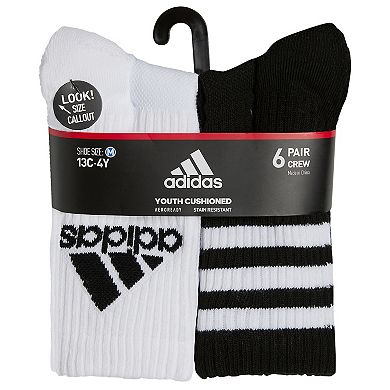 Boys adidas 6-Pack Cushioned Crew Socks