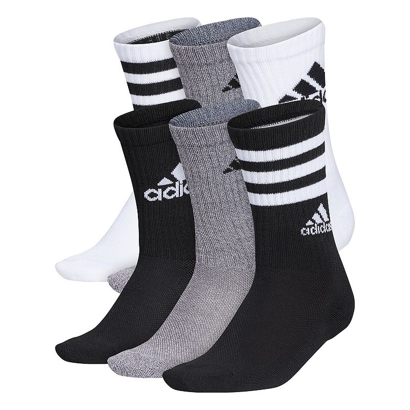Boys adidas 6-Pack Cushioned Crew Socks, Boys, Size: 7-8.5, White
